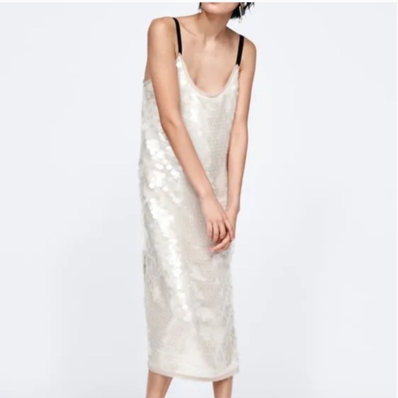 zara embellished midi dress